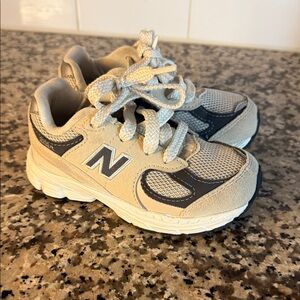 New Balance Kids Beige and Dark Gray Sneakers